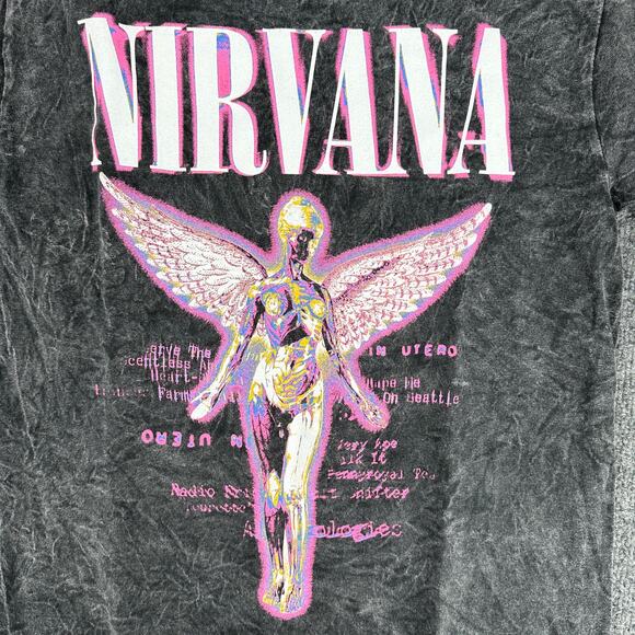 Nirvana In Utero Heather Gray Pink Purple Band T-Shirt Short Sleeve Small Unisex - Picture 4 of 4
